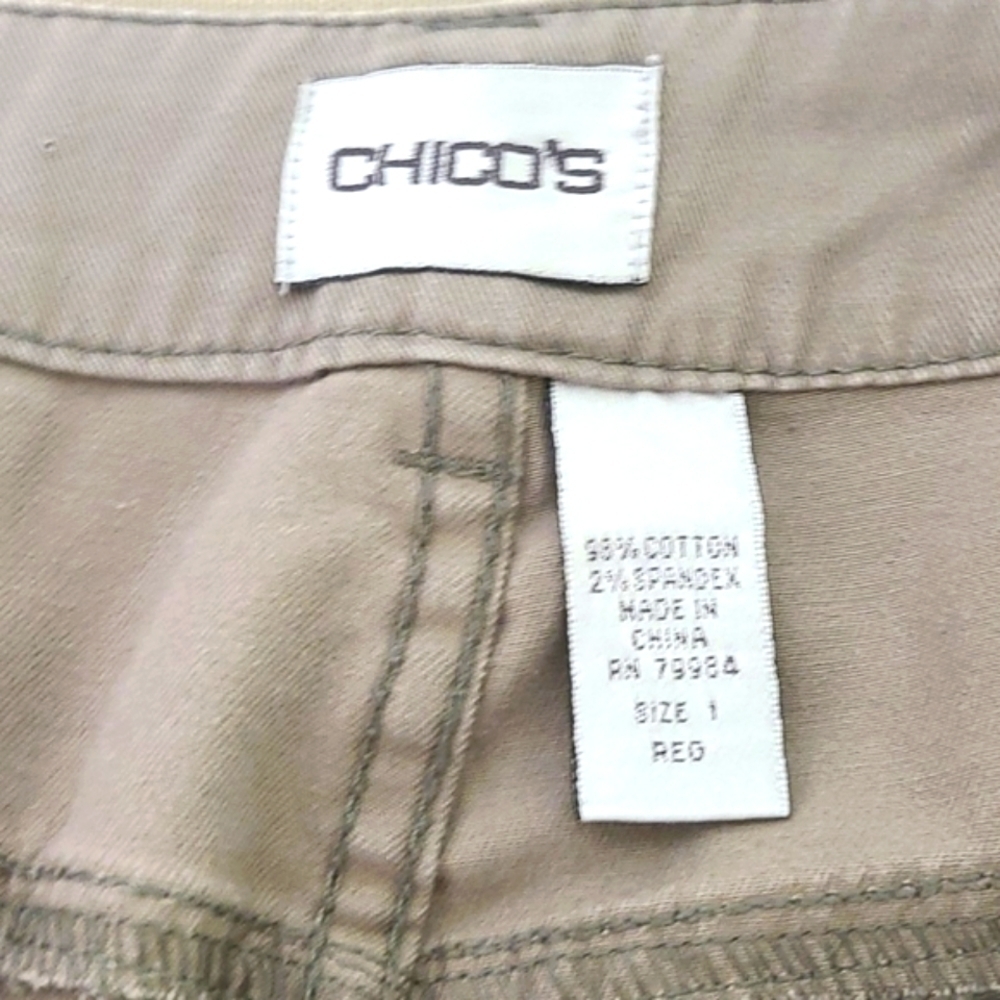 CHICOS GREY/TAN PANTS SZ 1 - Picture 5 of 5